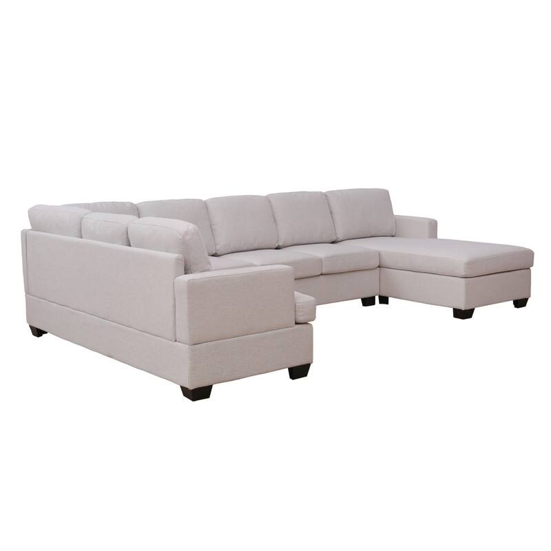 125"W Large Upholstered UShape Sectional Sofa, Extra Wide Living Room